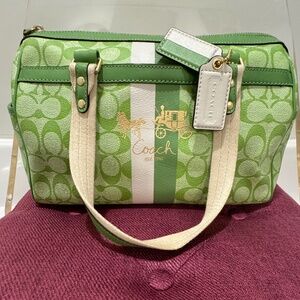 Green Coach Signature Heritage Satchel.  Excellent used condition
